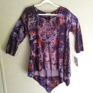 TUNIC STYLE*WOMEN L*MULTICOLOR PURPLES*ENERGY WORLD WEAR